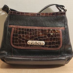 Brighton Black Leather Organizer Shoulder Bag